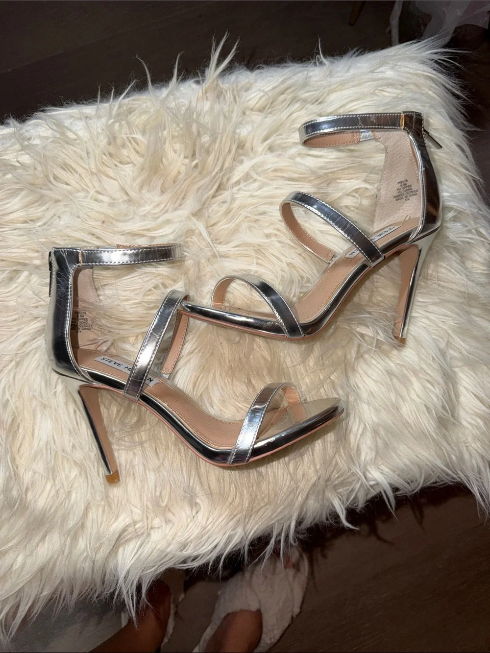 Steve Madden Metallic Silver Triple-Strap High Heels